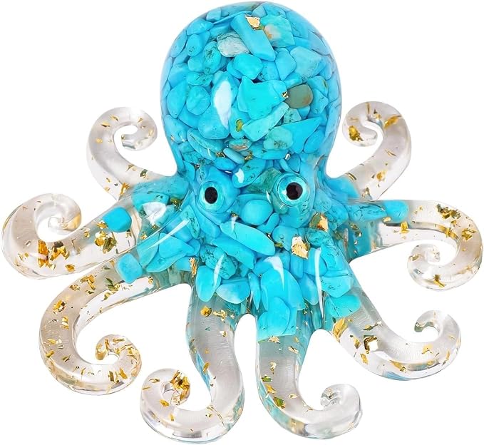 Octopus Decor Aquarium Turquoise Decorative Resin Glass by RJINGSHICRYSTAL