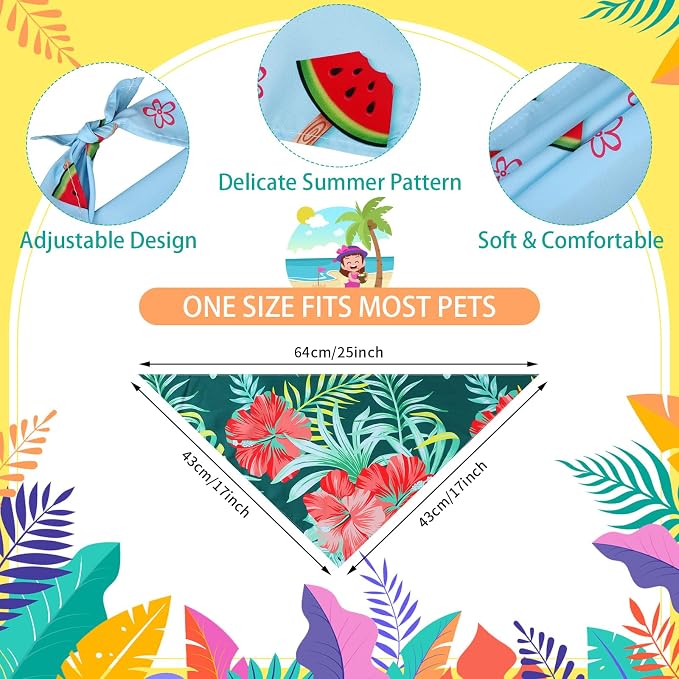 150 Pcs Hawaiian Dog Bandanas Bulk Pet Bibs Colorful Triangle Scarf Pet Bandanas - Image 2