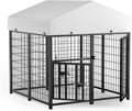 LOVMOR Outdoor Dog Kennel with Roof, Heavy Duty Steel Dog Run Enclosure by LOVMOR