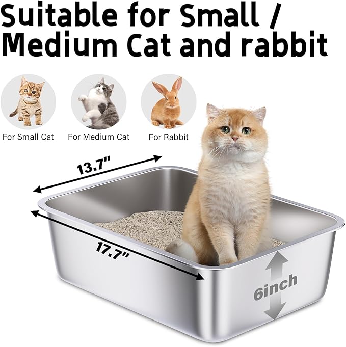 Stainless Steel Litter Box 2 Pack, Metal Litter Box - Image 2