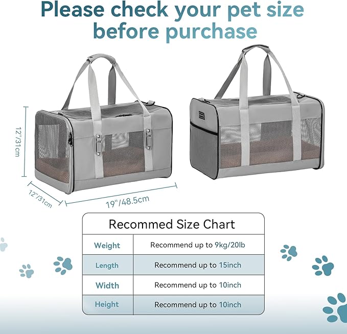 Petsfit Travel Pet Carrier for Large Cats, Soft-Sided Dog Car Travel Carrier - Image 4