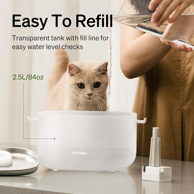 PETLIBRO Cat Water Fountain, Cat Fountain Indoor Stainless Steel Tray, - Image 6