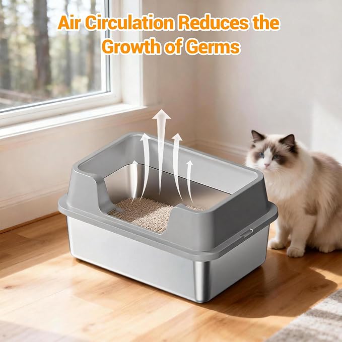 Stainless Steel Litter Box, XL Enclosed Cat Litter Boxes - Image 5