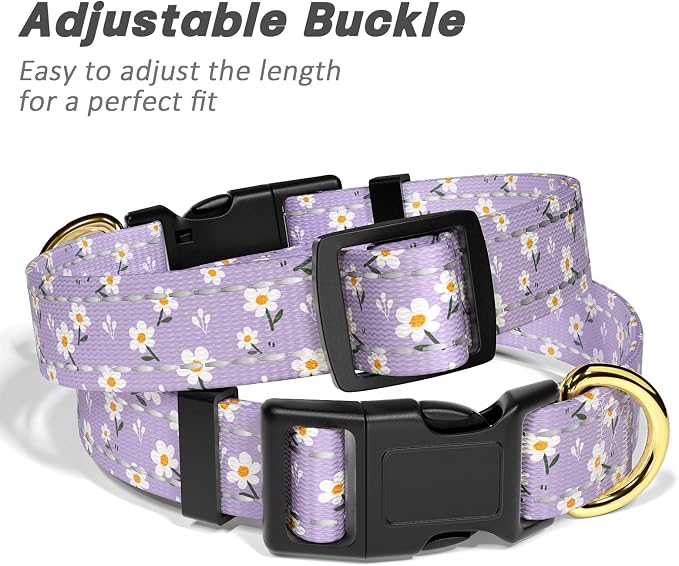 Reflective Dog Collar for Small Dogs, Cute Flower Theme Adjustable Heavy-Duty - Image 6