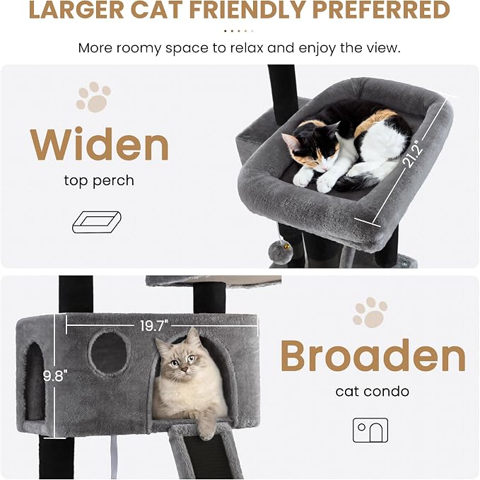 SHA CERLIN 65in Larger Cat Tree Tower Condo - Image 3