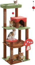 Mushroom Cat Tree Tower with Removable Scratcher, Large Hammock, 3 Sisal Posts by MUTTROS