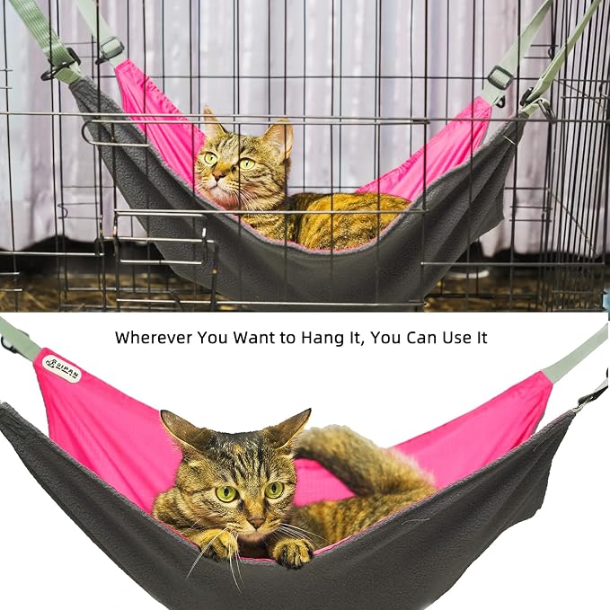 2 Pcs Small Kitty Cat Hammock for Cage, 2 Pieces Reversible Cat Hanging Hammock - Image 2