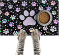 Pet Feeding Mat 24x16 inch Glitter Paw Print Pet Bowl Placemat Non Slip Floor by HOMETITUTE