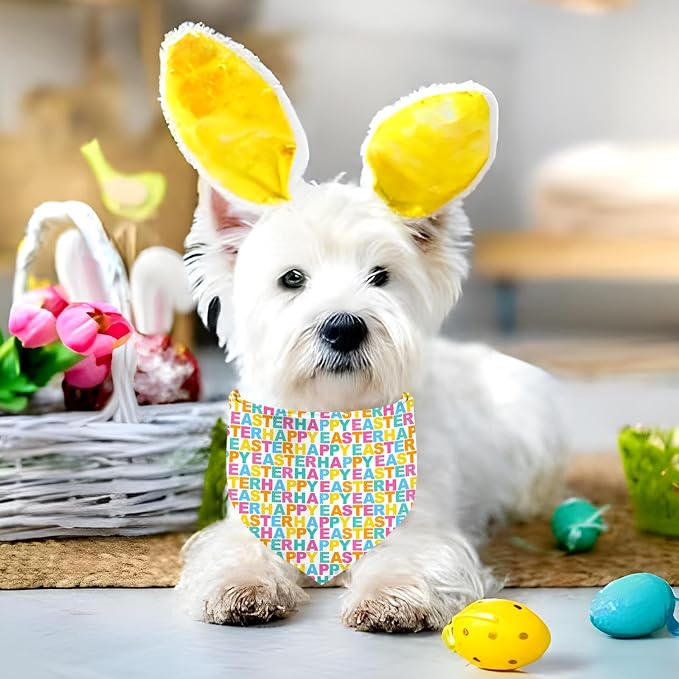 Easter Dog Bandana, 2 Pack Adjustable Holiday Party Pets Rabbit Easter Egg - Image 4