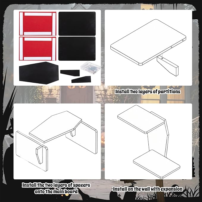 Sintuff Gothic Wall Cat Shelves Wall-Mounted 2 Platform Wall Climbing Steps - Image 6