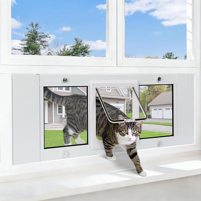 Full Size Cat Door Window Insert 27"-32" Various Sliding Windows, 4 Flexible - Image 8