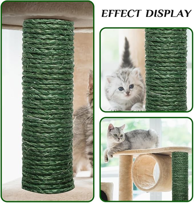 Green Sisal Rope, 1/4 Inch, for Cat Scratching Post, DIY Hemp Twine - Image 5