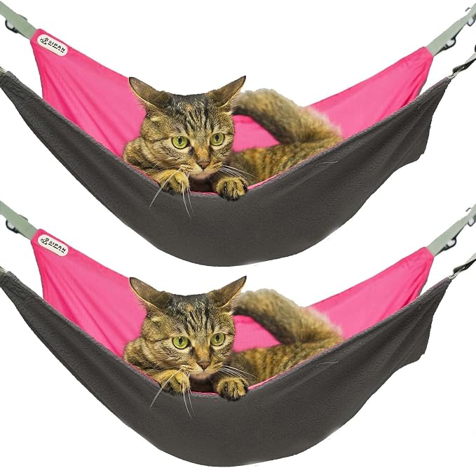 2 Pcs Small Kitty Cat Hammock for Cage, 2 Pieces Reversible Cat Hanging Hammock by QIPAN