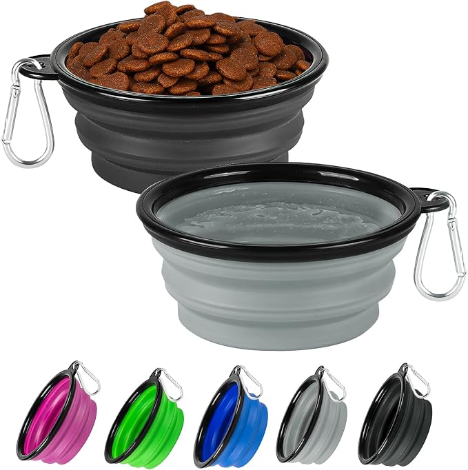 Dog Bowl Collapsible, 2 Pack Portable Foldable Travel Water Bowl Food Dishes by HOSCAPE