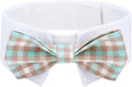 Segarty Dog Bow Tie Neck Girth 10.2-12.6in, Adjustable Blue Khaki Plaid Bowtie by Segarty