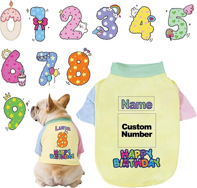 Custom Dog Birthday Shirt, Personalized Pet Apparel Print by Unknown