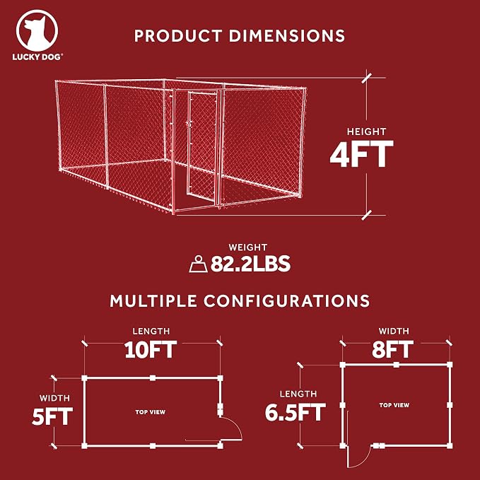 Lucky Dog Heavy Duty Outdoor Galvanized Chain Link Dog Kennel Enclosure - Image 2