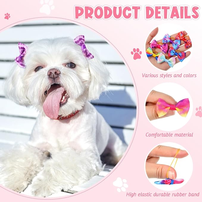 60 Pcs Cute Puppy Dog Hair Bows Small Bowknot Hair Bows - Image 4