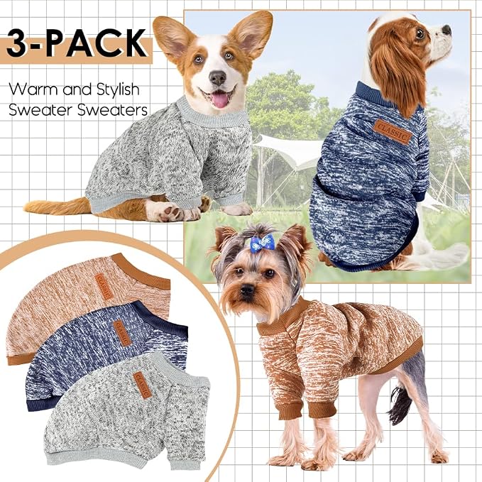 3 Pack Dog Sweaters for Small Dogs Girl Boy Winter Fleece Clothes Warm Soft Dog - Image 6