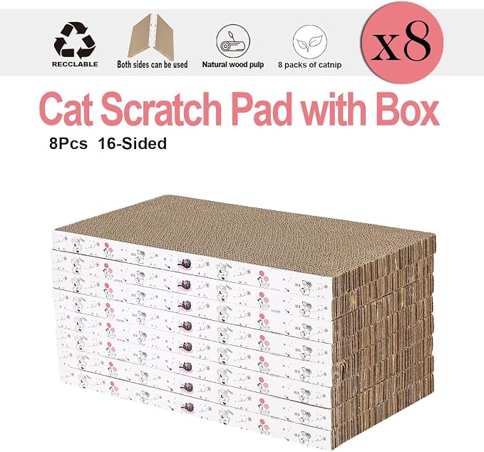 8 Packs in 1 Cat Scratch Pad, Cat Scratcher Cardboard, Reversible, Durable - Image 5