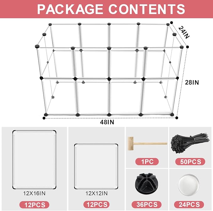 24 Panels Portable Small Animals Playpen, Portable Plastic Enclosure, Puppy - Image 2
