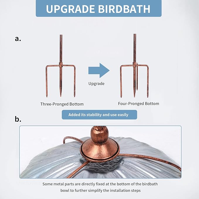 MUMTOP 31 Inch Height Glass Birdbath Birdfeeder - Image 6