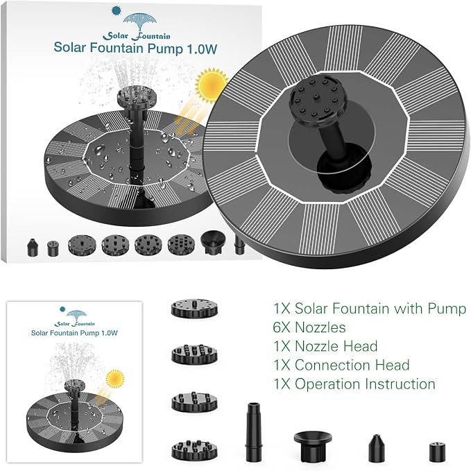 AISITIN Solar Bird Bath Fountain Pump, Solar Fountain Pump - Image 8