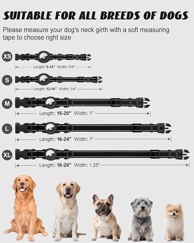 Joytale Airtag Dog Collar, Dual D-Rings, Reflective Pet Collar - Image 5