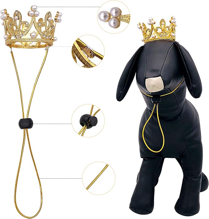 PET SHOW 2pcs Small Dog Crown Headband Puppies Rabbit Cat Hat - Image 3