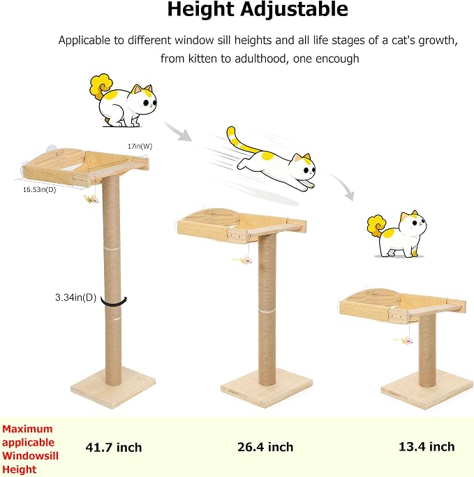 Cat Window Perch with Tall Scratching Posts, Inside 46" Climbing Tree Hammmock - Image 5