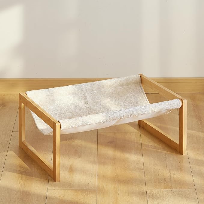 Elevated Cat Bed, Large Cat Hammock Bed, Bamboo Wood Cat Hammock by kiplant