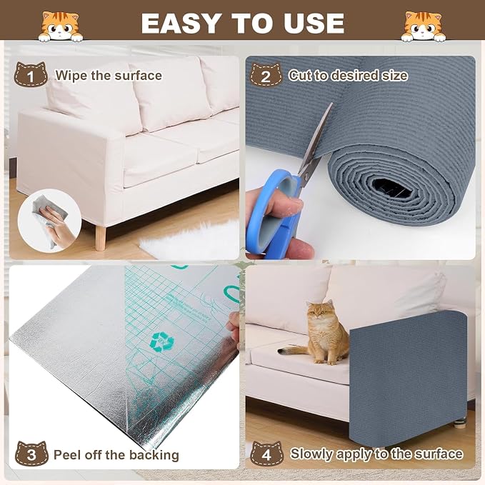 Cat Scratch Furniture Protector, 157.4"x15.8" Cat Scratching Mat, Trimmable - Image 6