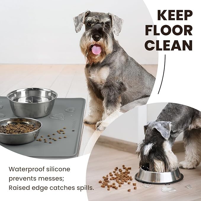 VIVAGLORY Dog Food Mat Flexmat Dog Bowl Mat, Placemat Food Tray - Image 2