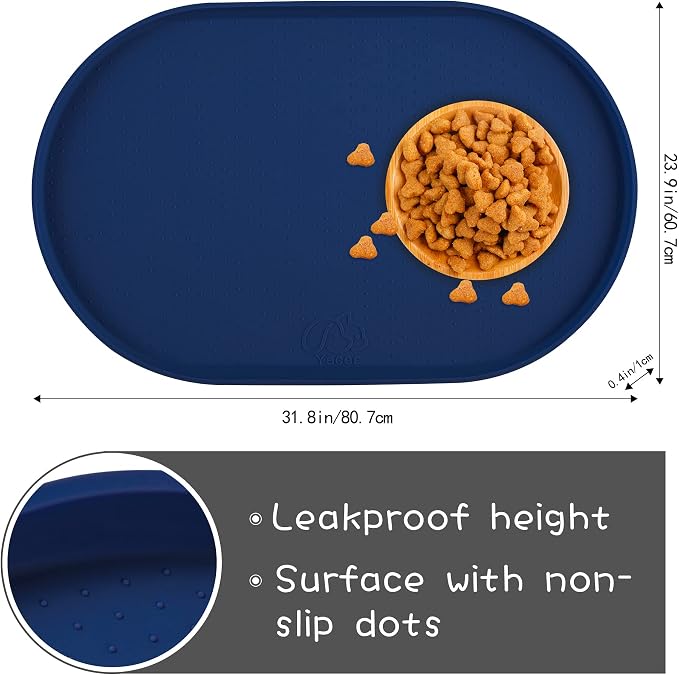 100% Waterproof 1.0" Raised Edge BPA Free Silicone Dog Food Mat, Pet Cat - Image 2