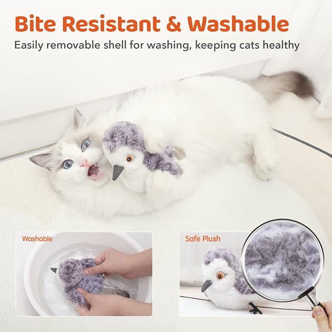 Potaroma Cat Toys Flapping Bird, Lifelike Sandpiper Chirp Tweet, Rechargeable - Image 4