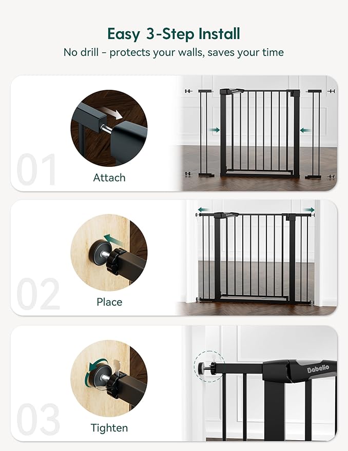 Babelio Baby Gate for Doorways and Stairs, 26-40" Auto Close Dog Gate, - Image 5