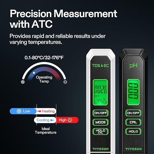 VIVOSUN Digital pH and TDS Meter Kits, 0.01pH High Accuracy Pen Type pH Meter ± - Image 4