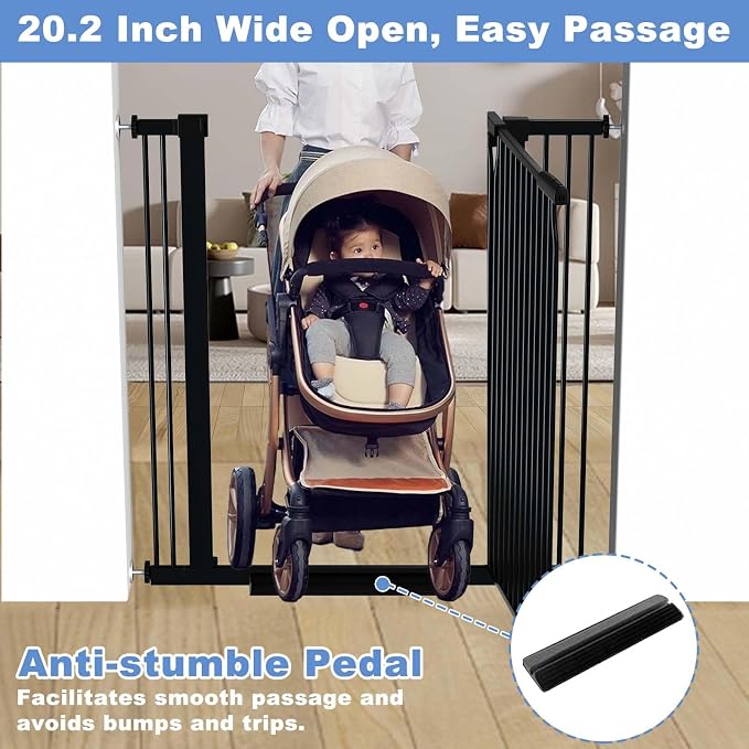 65.7"-72.2" Extra Wide Baby Gate, 40.5" Tall Dog Gate Indoor, Walk Through Pet - Image 5