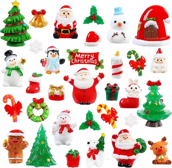DIYDEC 32Pcs Christmas Miniature Figurines, Mini Resin Figurines to Hide Small by DIYDEC