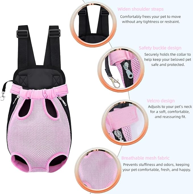 Pet Dog Carrier Backpack, Portable Breathable Mesh Chest Carrier, Polyester - Image 4