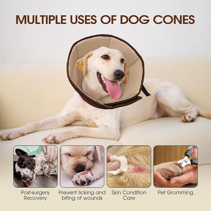 Dog Cone Collar After Surgery for Large Dogs, Adjustable Soft Cone for Dogs to - Image 5