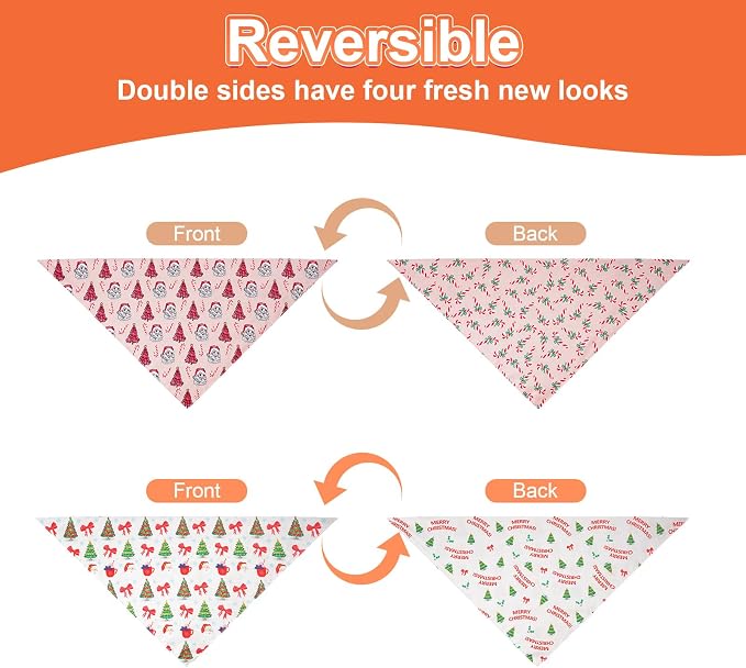 Cute Christmas Dog Bandanas Large 2PCS, 4 Pattern Holiday Scarf - Image 6