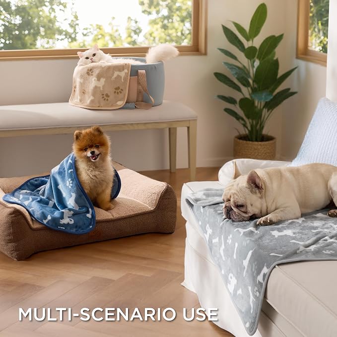 Bedsure 1 Pack 3 Pet Blankets, Super Soft Fluffy Premium Fleece Flannel - Image 3