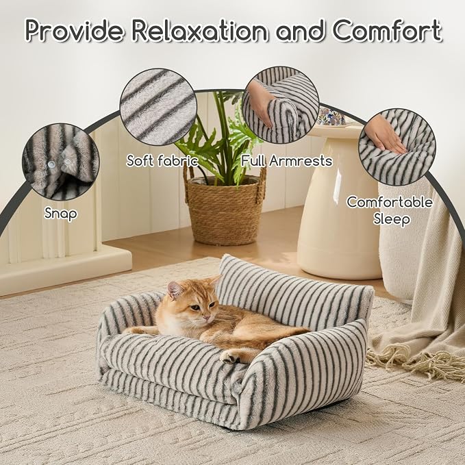 Hollypet Cat Bed Fluffy Plush Mutifuctional Double-Layer Soft Pet Couch - Image 6