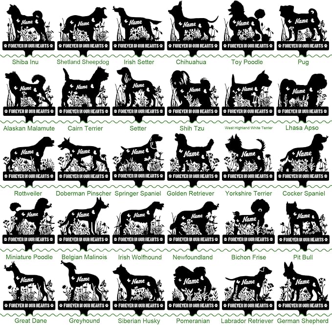 Custom Metal Dog Breed Memorial Stake – Personalized Pet Grave Marker Tombstone - Image 3