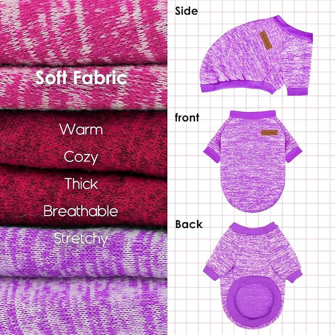3 Pack Dog Sweaters for Small Dogs Girl Boy Winter Fleece Clothes Warm Soft Dog - Image 4