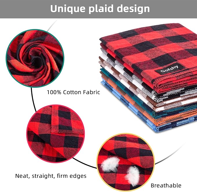 Dog Bandana Fall XLarge-Orange Brown Dog Scarf Buffalo Plaid Printing - Image 3