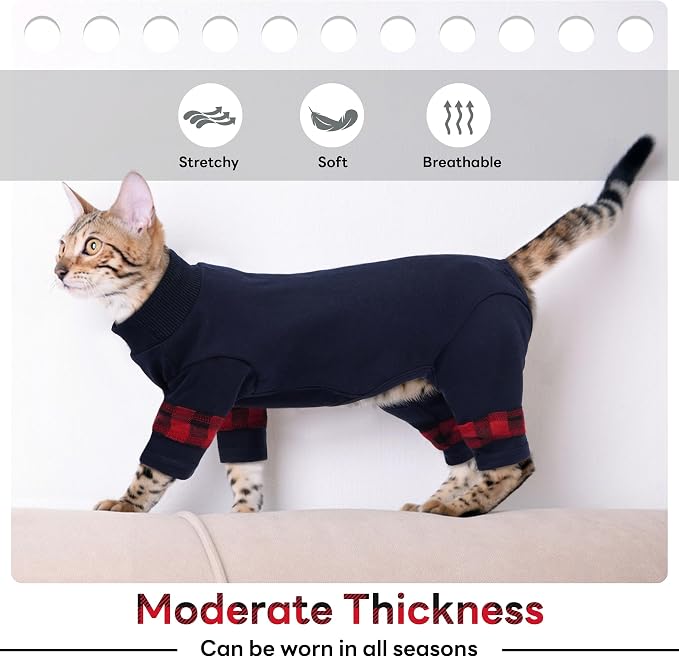 PUMYPOREITY Cat Shirt with Rear Snap Closure, Stretchable Cat Sweater, Comfort - Image 3