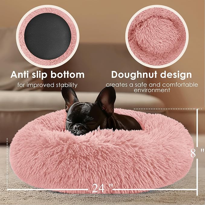 Dogs Bed for Small Dogs, Anti-Anxiety Washable Round Bed - Image 3