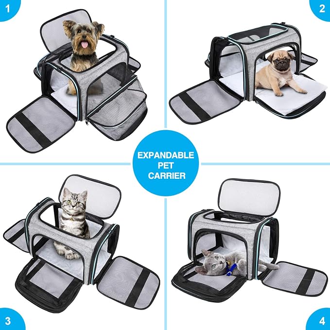 Airline Approved Portable Pet Carrier 2 Sides Expandable Soft-Sided Large Cats - Image 8